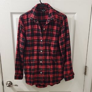 Madewell Red and Black Flannel Plaid Shirt